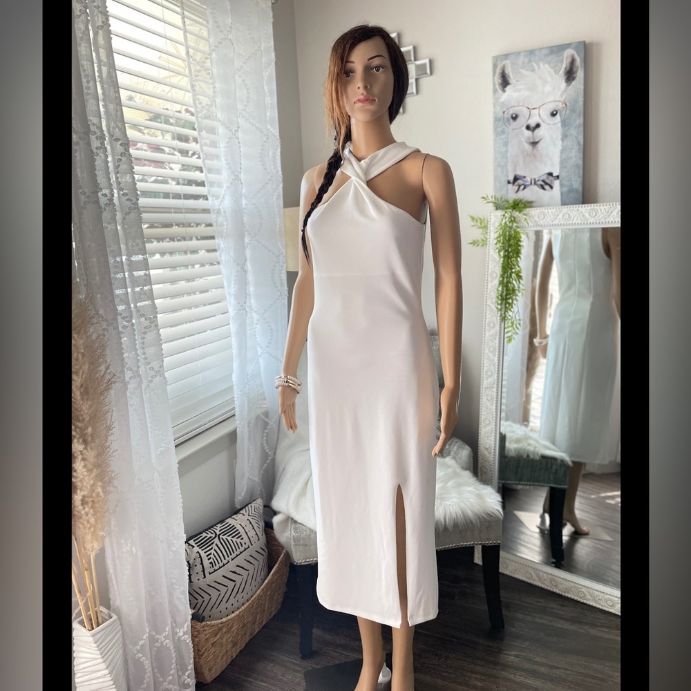 Sleeveless Midi Twist Front Career Dress Size Small